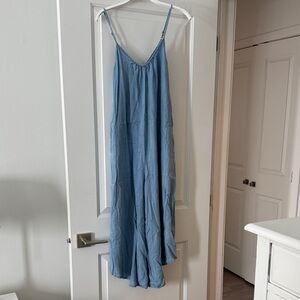 Blue Lightweight Spaghetti Strap Maxi Dress